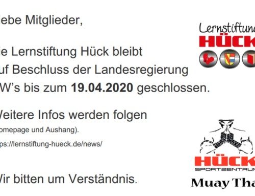 Das Bildungs- und Sportzentrum Hück bleibt bis zum 19.04.2020 geschlossen